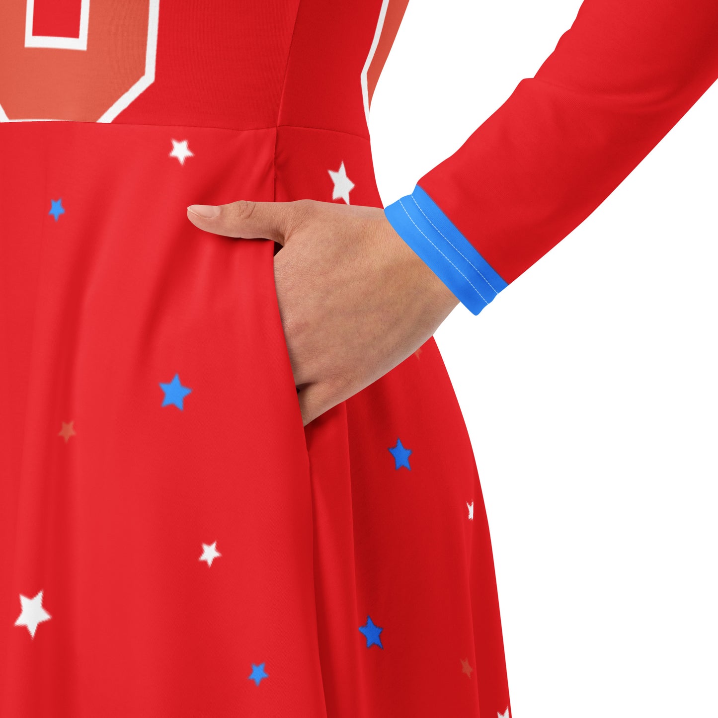 Vintage ET80’s women’s Red/Blue Top long sleeve jersey dress