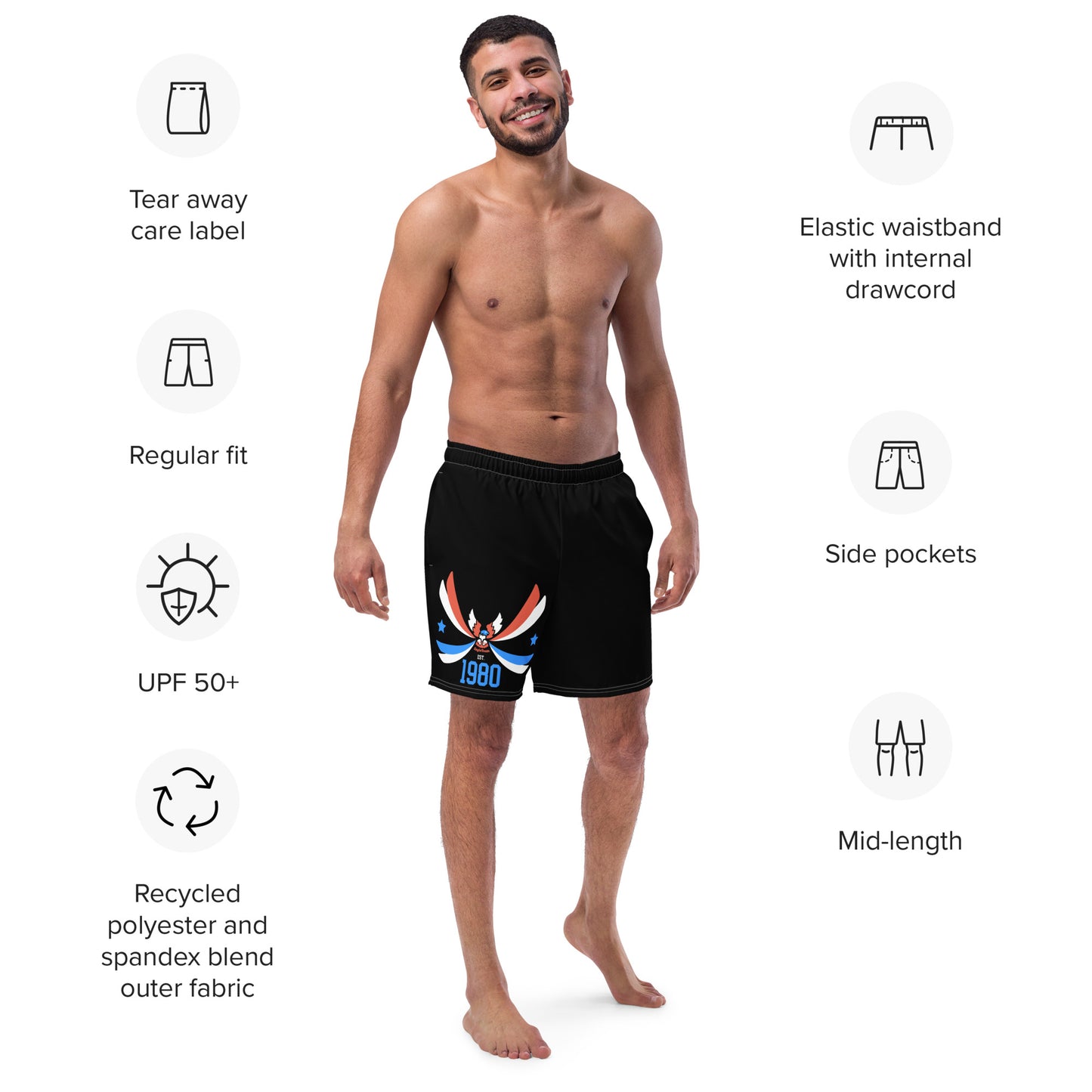 ET80 Men's Black swim trunks