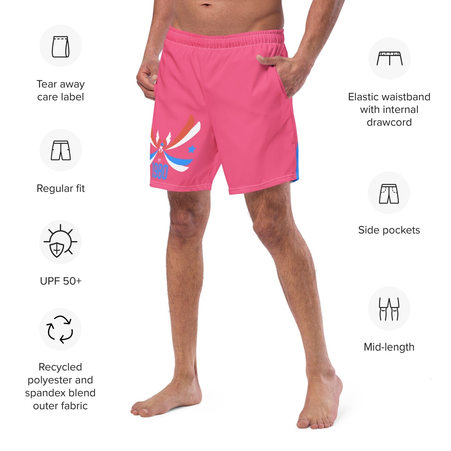 ET80 Men's Pink swim trunks