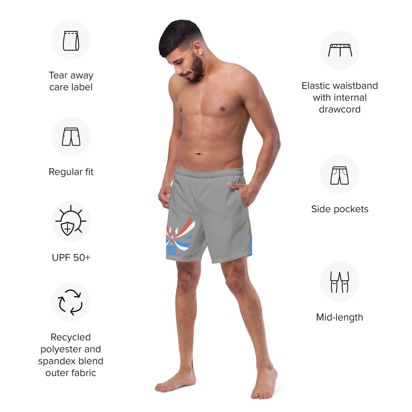 ET80 Men's Grey swim trunks